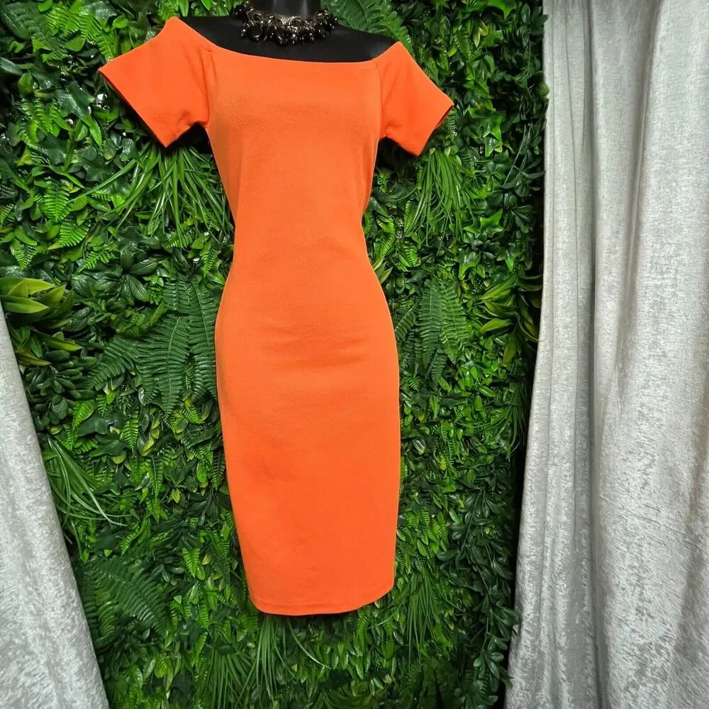 MICHAEL KORS Women Dress Small Orange Off The Shoulder‎ Clementine $140 NWT 1509